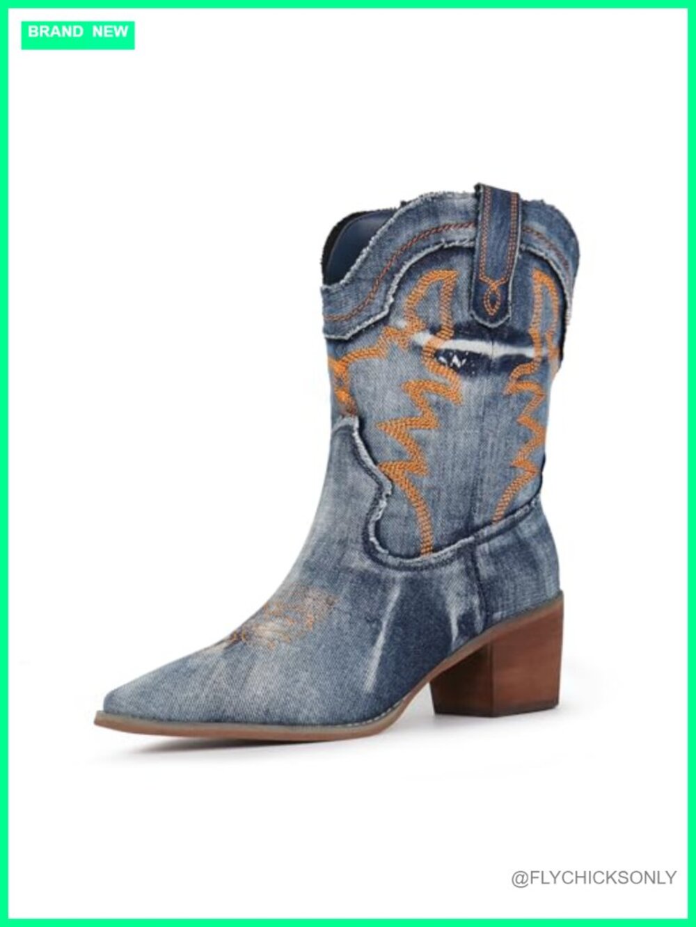 Hawkwell embroidered Western Ankle Boots Pointed Toe Chunky Heel Pull-On